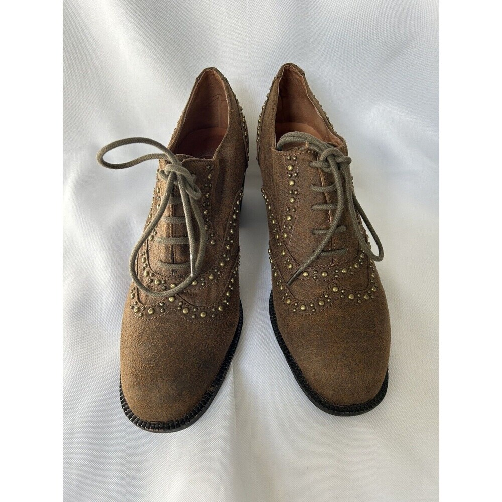 Jeffrey Campbell Bootie Womens 8 Brown Leather Sonoma Studded Wingtip Ankle Boot